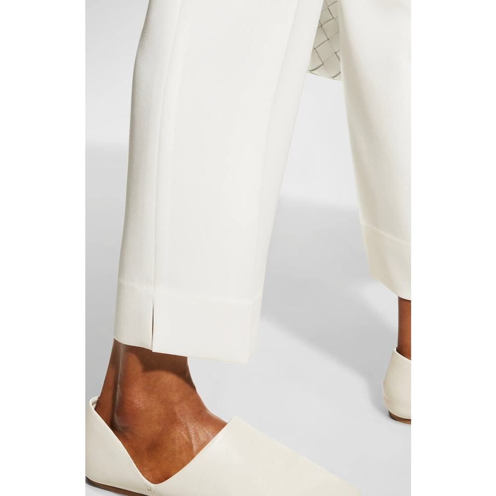 Lafayette 148 New York White Bleecker Cropped Pant Stretch Cotton SideZip luxury - Picture 3 of 16
